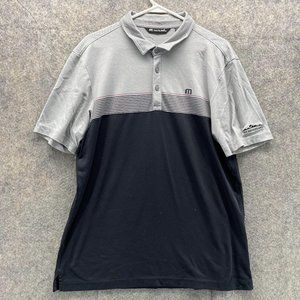 Travis Mathew Polo Shirt Men Large Adult Gray Black Athletic Golf Golfer